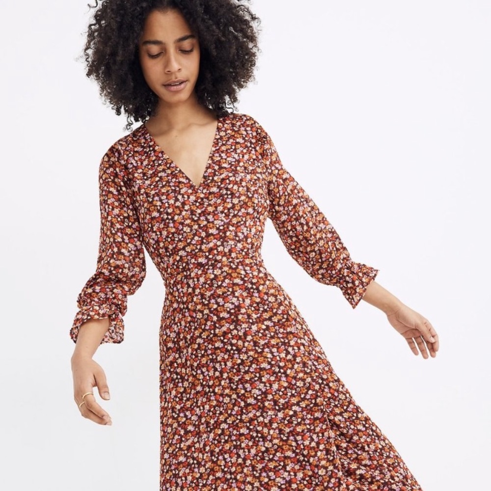 MADEWELL midi dress clipdot spring prairie NWOT